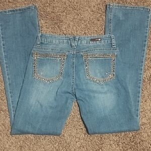 Rock 47 Wrangler Women's Blue Jeans with Embellished Pockets